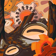 Frog and gears. Vector Illustration, Creativit, Drawing, Digital Illustration, and Portfolio Development project by Vivian Mello - 05.01.2024