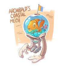 Archibald's Coastal Mech - Character Design. Traditional illustration, Character Design, Digital Illustration, Digital Drawing, and Digital Painting project by Uros Savic - 05.06.2024
