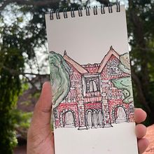 My project for course: Expressive Architectural Sketching with Colored Markers. Een project van  Schetsen,  Tekening,  Architecturale illustratie, Sketchbook,  Illustratie met inkt, Architectuur y  Beeldende kunst van safanaabubaker786 - 03.05.2024