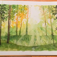 My project for course: Dreamy Watercolor Landscapes: Paint with Light. Painting, and Watercolor Painting project by Shilpa - 05.08.2024