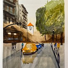 My project for course: Urban Landscapes in Watercolor . Arte plastice, Pictură în acuarelă & Ilustrație arhitecturală de drewgoodman - 05.08.2024