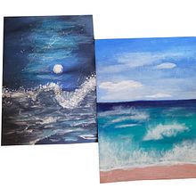 TEC: mar de noche y mar de dia (gouache y acrílico). Un proyecto de Paisajismo de lara_albiacc - 10.05.2024