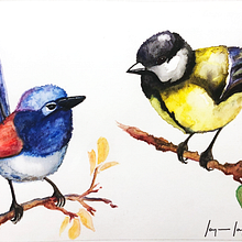 Dos pajaritos. Watercolor Painting, and Traditional illustration project by Jorge Javier Cruz Florín - 05.13.2024