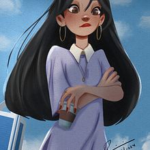 My project for course: Female Cartoon Character Design with Procreate. Projekt z dziedziny Trad, c, jna ilustracja, Ilustracja c, frowa, R, sunek c i frow użytkownika shaizashairin - 12.05.2024