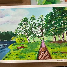 My project for course: Landscape Painting with Gouache for Beginners. Un proyecto de Bellas Artes, Pintura, Ilustración naturalista				 y Pintura gouache de Mazalina Maram - 15.05.2024