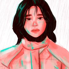 Ilustración digital - Chica bajo la lluvia. Un proyecto de Ilustración digital de Valentina Prieto - 22.05.2024
