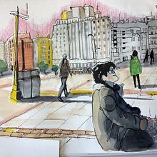 My project for course: Urban Sketching: Capture Your City in Motion. Traditional illustration, Sketching, Drawing, Watercolor Painting, Architectural Illustration, and Sketchbook project by Patty Bartlett - 05.22.2024