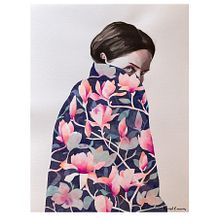 Magnolia. Projekt z dziedziny Trad, c, jna ilustracja,  Sztuki piękne,  Malarstwo, Portret,  R, sunek art, st, czn, R, sunek botaniczn, Ilustracja w, dawnicza, Ilustracja modowa, Wzornictwo tekst, liów i Malowanie akwarelą użytkownika Marisol Ormanns - 08.04.2024
