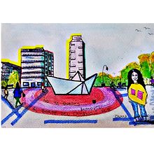 Mi proyecto del curso: Sketching urbano: dibuja tu ciudad en movimiento. Un proyecto de Ilustración tradicional, Bocetado, Dibujo, Pintura a la acuarela, Ilustración arquitectónica y Sketchbook de Matilde Chavez - 26.05.2024