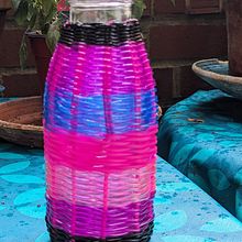 My project for course: Basket-Weaving: Line Bottles with Colorful Wires. Accessor, Design, Arts, Crafts, Decoration, Fiber Arts, Upc, cling, and Weaving project by michellehayslip - 05.26.2024