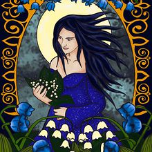 Woman with Lily of the valley . Un proyecto de Ilustración tradicional, Bellas Artes, Ilustración digital, Dibujo de Retrato, Dibujo artístico, Dibujo digital y Pintura digital de shereena - 28.05.2024