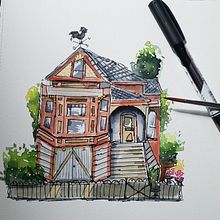 Meu projeto do curso: Desenho arquitetônico expressivo com marcadores coloridos. Un progetto di Bozzetti, Disegno, Illustrazione architettonica, Sketchbook e Illustrazione con inchiostro di jklourimer - 29.05.2024
