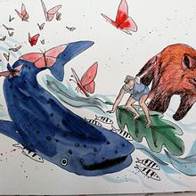 Mon projet du cours : Illustration composée de hachures et de taches de peinture. Character Design, Fine Arts, Painting, Watercolor Painting, Portrait Drawing, and Artistic Drawing project by Sonia Sasa - 05.29.2024