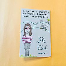 The Endless Lives of Frustrating Foot Calluses & Annoying Minds by Clarisse Estrella. Traditional illustration, Comic, Drawing, Design, Colored Pencil Drawing, Creative Writing, Children's Literature, Fiction Writing, Narrative, Sketchbook, Creating with Kids, Children's Illustration, Sketching, Character Animation, and Character Design project by Clarisse S. - 05.30.2024