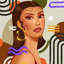 My project for course: Digital Portraits in Procreate with Graphical Elements . Ilustrație digitală, Desen de portret și Figura Desen de Ariyo Adeola - 05.31.2024