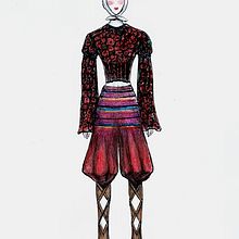 Sketches of a collection based on Ukrainian folk costume.. Design, Costume Design, and Painting project by Maria Kravtsova - 06.03.2024