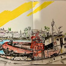 Meu projeto do curso: Urban Sketching: expresse o seu mundo com uma nova perspectiva. Un proyecto de Ilustración tradicional, Bocetado, Dibujo, Pintura a la acuarela, Ilustración arquitectónica y Sketchbook de Cândida Ribeiro - 03.06.2024
