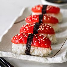 Creative vegan tuna nigiri