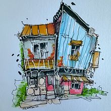 My project for course: Expressive Architectural Sketching with Colored Markers. Un progetto di Bozzetti, Disegno, Illustrazione architettonica, Sketchbook e Illustrazione con inchiostro di Tram - 25.04.2024