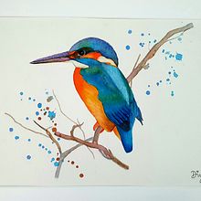 Sarah Stokes inspired bird painting. Watercolor Painting project by Diyana - 06.08.2024