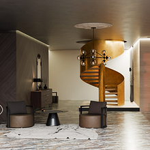BEACH APARTMENT, GOLDEN STAIRS. Un proyecto de Diseño, Arquitectura y Arquitectura interior de RAFAŁ CZARLIŃSKI - 03.11.2023