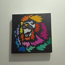 León Valiente - Pintura Acrílica / Brave Lion - Acrylic Painting. Acr, and lic Painting project by Lorena Castellanos Coy - 06.15.2024