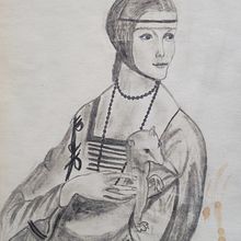 Dáma s hranostajem (Lady with an Ermine/Дама с горностаем). Un proyecto de Ilustración tradicional y Dibujo de Retrato de Milada Šejnohová - 15.06.2024