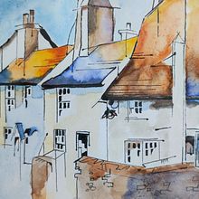 Domky (Houses/Дома). Un projet de Aquarelle, Dessin artistique, Dessin aux cra , et ons de couleur de Milada Šejnohová - 15.06.2024