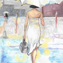 Dívka v bílém (A Girl in White/Девушка в белом). Un proyecto de Dibujo anatómico, Dibujo artístico y Dibujo con lápices de colores de Milada Šejnohová - 15.06.2024
