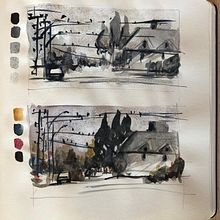 Il mio progetto del corso: Creazione di paesaggi contemporanei ad acquerello. Fine Arts, and Watercolor Painting project by Anna Santeramo - 06.18.2024