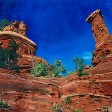 Sedona Rocks Landscape Acrylic Painting. Un progetto di Illustrazione tradizionale, Belle arti, Illustrazione naturalistica, Pittura acrilica e Pittura di Nicole Roberts - 16.05.2024