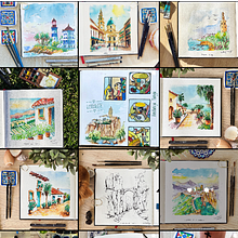 A UNESCO World Heritage Site - one country, one place, my one watercolour. . Watercolor Painting, and Sketching project by Konstancja Tanjga - 06.25.2024
