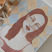 Il mio progetto del corso: Ritratti a gouache ricchi di motivi e texture. Projekt z dziedziny  Malarstwo, Ilustracja c, frowa, Portret i Malowanie gwaszami użytkownika Marianna Nieddu - 25.06.2024