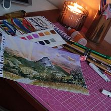 Atardecer del bosque. Un progetto di Pittura ad acquerello, Belle arti e Pittura di Camila Contreras - 25.06.2024