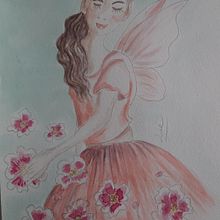 Hadyta de las flores.. Traditional illustration, Painting, Drawing, Digital Illustration, and Watercolor Painting project by Annita R. - 06.27.2024