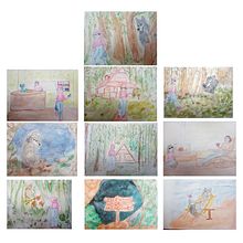 Mi proyecto del curso: Técnicas de ilustración infantil con sketchbook. Un proyecto de Diseño de personajes, Dibujo a lápiz, Ilustración infantil, Sketchbook, Pintura gouache y Álbum ilustrado						 de Laura Chávez Doria - 24.06.2024