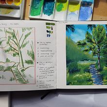 My project for course: Landscape Painting with Gouache for Beginners. Fine Arts, Painting, Naturalistic Illustration, and Gouache Painting project by henrietteengel - 06.30.2024