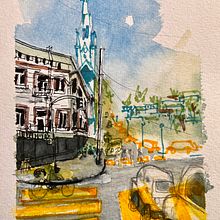 My project for course: Urban Sketching: Create Expressive Cityscapes. Un progetto di Pittura, Bozzetti, Disegno, Pittura ad acquerello, Sketchbook e Illustrazione con inchiostro di birtesteinmetz - 01.07.2024