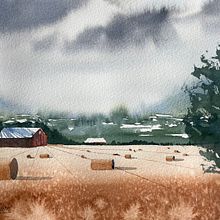My project for course: Watercolor Landscapes: Experimental Tools and Techniques. Un progetto di Belle arti, Pittura e Pittura ad acquerello di reihanehshl - 01.07.2024