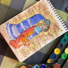 Beso, sarape y rebozo. Painting project by Pablo Eduardo Chavez Martinez - 07.03.2024