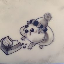 un hamster comiendo tartita <3. Tattoo Design project by dinoseastar - 07.04.2024