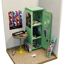 80s Boy School Locker. 3D, Graphic Design, 3D Animation, and 3D Modeling project by Emanuele Rucci - 04.16.2024
