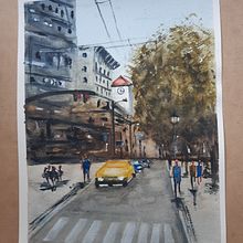 Mi proyecto del curso: Paisajes urbanos en acuarela. Un progetto di Belle arti, Pittura ad acquerello e Illustrazione architettonica di María del Carmen Merlino - 04.07.2024