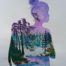 Mój projekt z kursu: Akwarela z efektem podwójnej ekspozycji: malowanie przyrody. Traditional illustration, Watercolor Painting, Realistic Drawing, and Naturalistic Illustration project by Renata Batko - 07.07.2024
