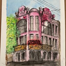 Desenho arquitetônico com aquarela e tinta - Capitólio- Porto Alegre/RS.. Projekt z dziedziny Sketching,  R, sunek, Malowanie akwarelą,  R, sunek architektoniczn, Sketchbook,  R i sunek atramentem użytkownika paola.viana1993 - 07.07.2024