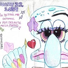 Mmmm.... No te había visto bien, Calamardo 💋. Design, Traditional illustration, Advertising, IT, Fine Arts, Painting, Collage, Sketching, Creativit, Pencil Drawing, Drawing, Portfolio Development, Artistic Drawing, Sketchbook, and Colored Pencil Drawing project by enriq_u_3zzz - 07.11.2024
