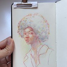 Mi proyecto del curso: Dibujo de retratos llamativos con lápices de colores. Drawing, Portrait Drawing, Sketchbook, and Colored Pencil Drawing project by raquelyuste - 07.11.2024