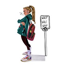 Mitch Daniels Blvd Self Portrait (waiting to cross the street when you're cold and late). Character Design, Digital Illustration, Stor, and telling project by Grace Yuhas - 07.13.2024