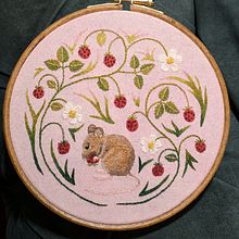 Wild strawberry thief embroidery. Embroider project by bethaneekay11 - 07.13.2024