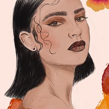 Mi proyecto del curso: Retrato ilustrado con Procreate. Un progetto di Illustrazione tradizionale, Illustrazione vettoriale, Illustrazione digitale e Disegno di ritratti di Andrea Ahumada - 08.07.2024